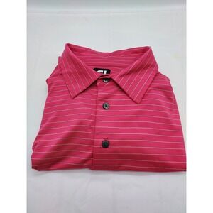 FootJoy  FJ ‎ Men's  golf polo shirt 2xl Pink with White stripes
